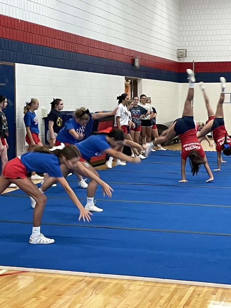 Cheerleaders working out